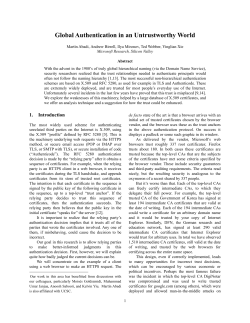 Global Authentication in an Untrustworthy World
