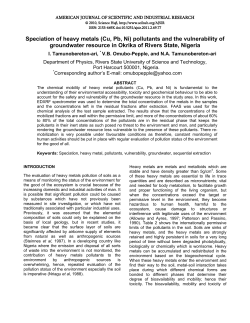 Speciation of Heavy Metals (Cu, Pb, Ni) Pollutants and the - Sci-Hub