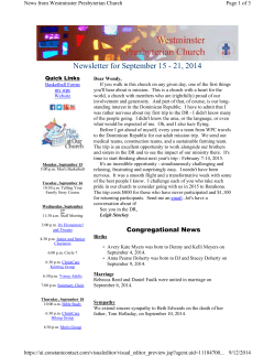September 15 - Westminster Presbyterian Church