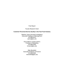 Customer Perceived Service Quality in the Fast Food Industry