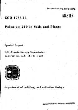 , COO 1733-11 Polonium-210 in Soils and Plants