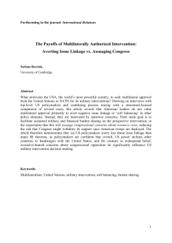 The Payoffs of Multilaterally Authorized Intervention: Averting Issue