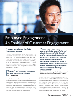Employee Engagement &ndash; An Enabler of Customer