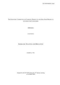 Opinion of the SCCNFP on inorganic sulfites and bisulfites, P51
