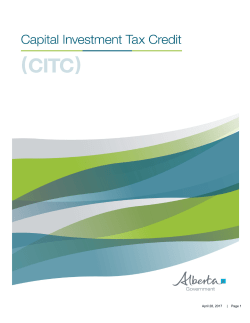 Capital Investment Tax Credit (CITC) Program Guidelines
