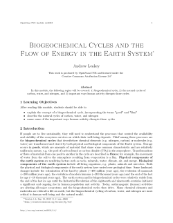 Biogeochemical Cycles and the Flow of Energy in