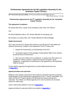 Parliamentary Agreement for the 9th Legislative Assembly for the