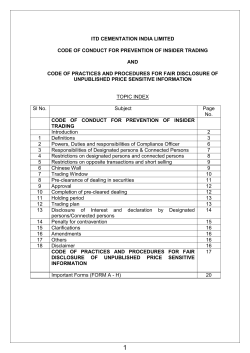 ITD CEMENTATION INDIA LIMITED CODE OF CONDUCT FOR
