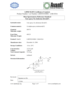 LIPID MAPS Certificate of Analysis Product Number / Lot Number