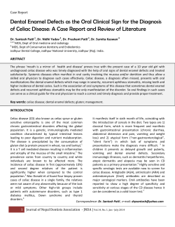 Dental Enamel Defects as the Oral Clinical Sign for the Diagnosis of
