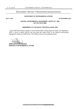 National Environmental Management: Waste Act: Regulations