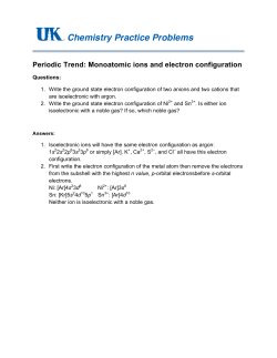 Chemistry Practice Problems Periodic Trend: Monoatomic ions and
