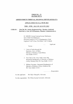 FORM NO - 21 - Armed Forces Tribunal Kolkata