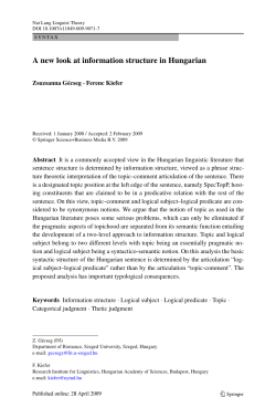 A new look at information structure in Hungarian