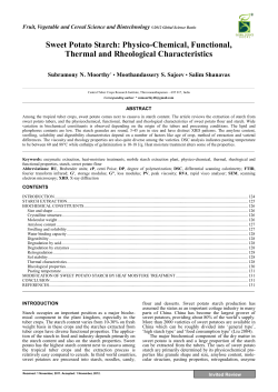 Sweet Potato Starch: Physico-Chemical, Functional, Thermal and