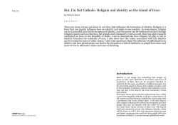 But, i`m not Catholic: religion and identity on the island of gozo