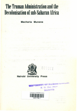 The Truman Admin~tration and the Decolonisation