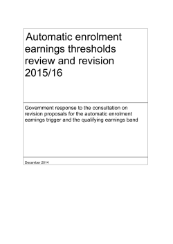 Automatic enrolment earnings thresholds review and revision 2015/16
