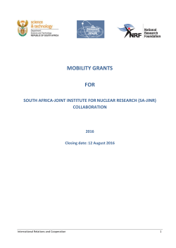 Guide SA-JINR Mobility Grants for Researchers and Postgraduate