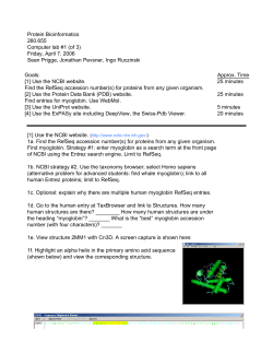 Protein Bioinformatics 260.655 Computer lab #1 (of 3) Friday, April 7