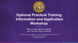 OPT Information and Application Workshop