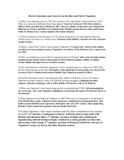 Review Questions and Answers on the Rise and Fall of Napoleon