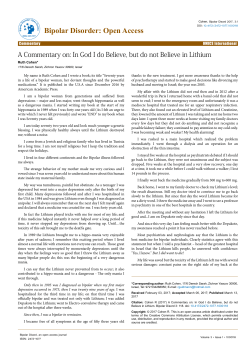 In God I do Believe, but do not Believe in Lithium