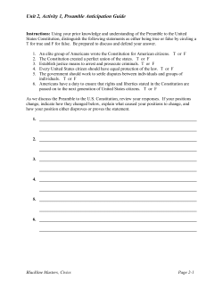 Unit 2, Activity 1, Preamble Anticipation Guide
