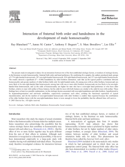 Interaction of fraternal birth order and handedness in the