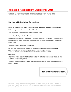 Released Assessment Questions 2016, Grade 9