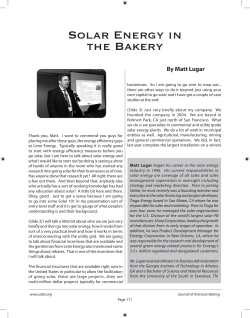 Solar Energy in the Bakery - American Society of Baking