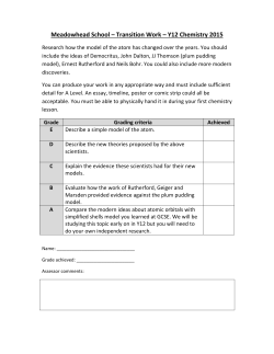 Meadowhead School &ndash; Transition Work &ndash; Y12 Chemistry 2015