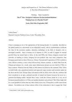 Analyze and Perspectives of The Chinese Influence in Africa A Way