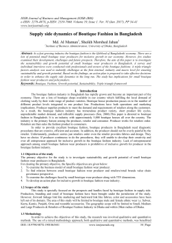 Supply side dynamics of Boutique Fashion in Bangladesh