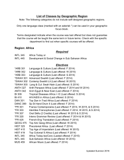 List of Classes by Geographic Region Region: Africa