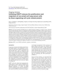 Inhibiting CREPT reduces the proliferation and migration of non