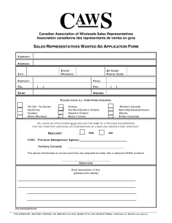Application Form  - Canadian Association of Wholesale Sales