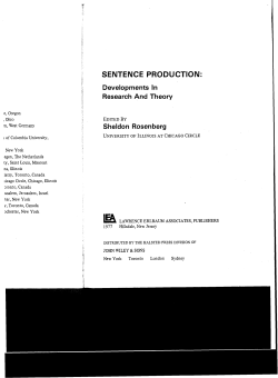 SENTENCE PRODUCTION: - Dept. of Psychology (internal)