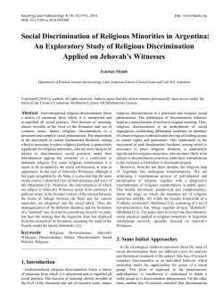 Social Discrimination of Religious Minorities in Argentina: An