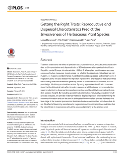 Getting the Right Traits: Reproductive and Dispersal Characteristics