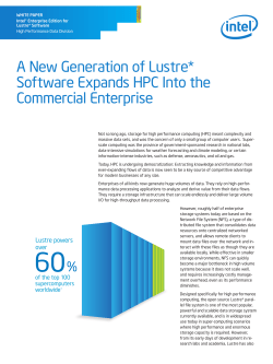 A New Generation of Lustre* Software Expands HPC Into