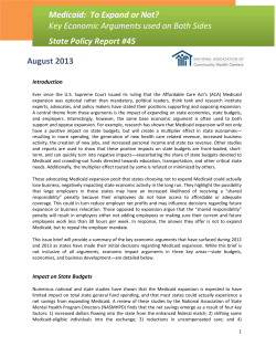 Medicaid: To Expand or Not? Key Economic Arguments used on