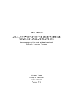 Danica Jovanovic A QUALITATIVE STUDY OF THE USE OF