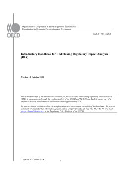Introductory Handbook for Undertaking Regulatory Impact Analysis