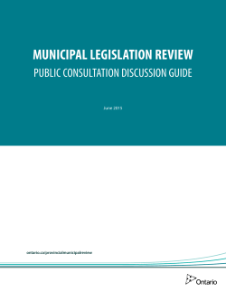 Municipal Legislation Review: Public Consultation