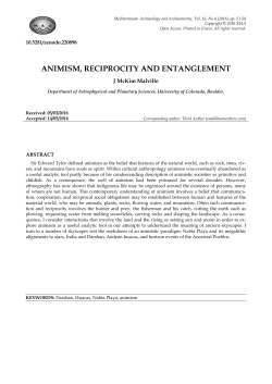 ANIMISM, RECIPROCITY AND ENTANGLEMENT