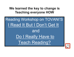 I Read It But I Don`t Get It and Do I Really Have to Teach Reading?