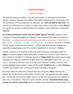 OPERATION MERCY! BOOK OF JONAH The date this book was