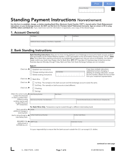 Standing Payment Instructions Nonretirement