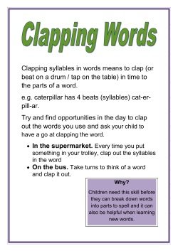 Clapping syllables in words means to clap